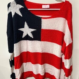Pink Lily Patriotic Red, White, and Blue Sweater - brand new